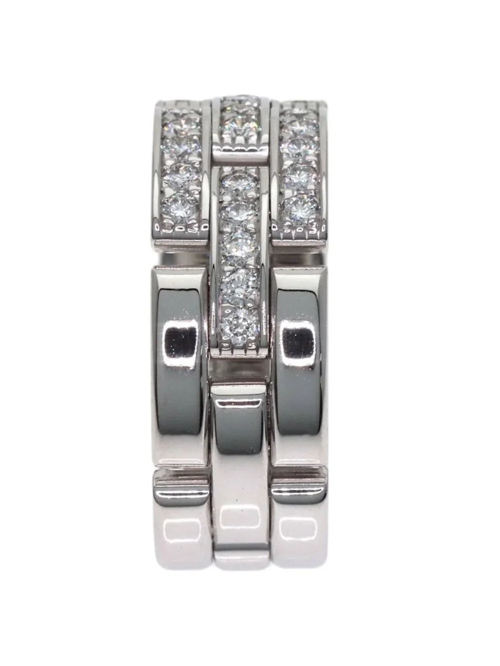 Cartier Maillon Panthere Half Diamond 54 Ring 18k White Gold